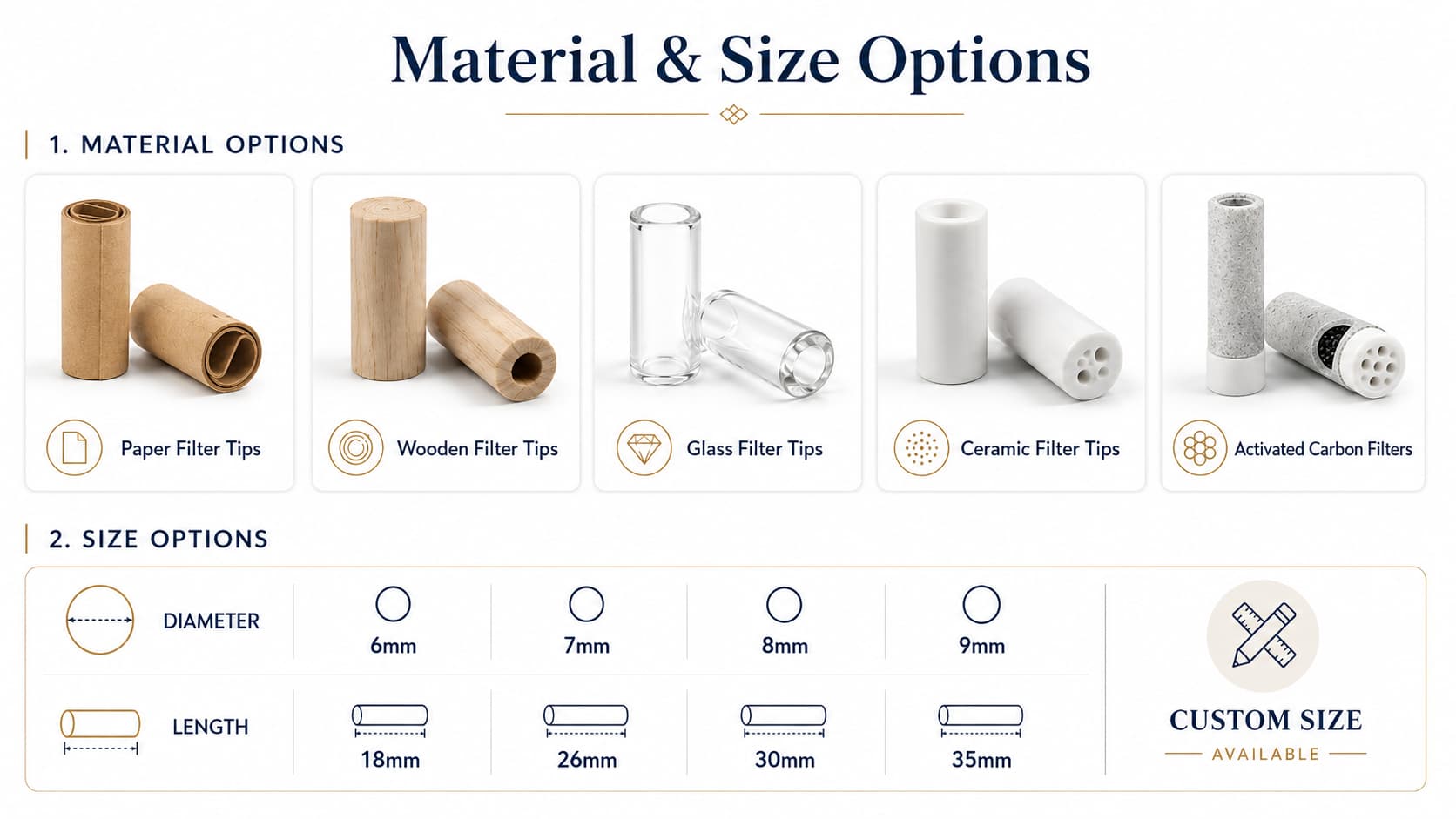 7-hole wooden filter tips 12mm